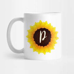 Floral Monogram P Bright Yellow Sunflower Mug